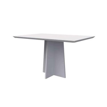 Imagem de mesa de jantar retangular com tampo de vidro anitta off white 135 cm