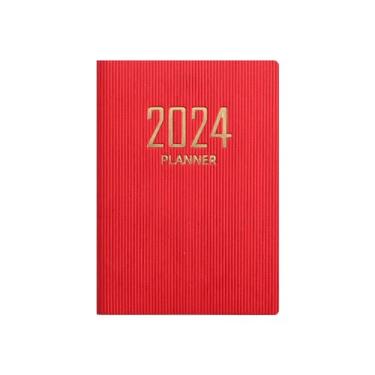 Imagem de menolana Agenda caderno planejador diário sem data planejador mensal organizador de trabalho notebook portátil organizador pessoal aprendizagem notebook, Vermelho