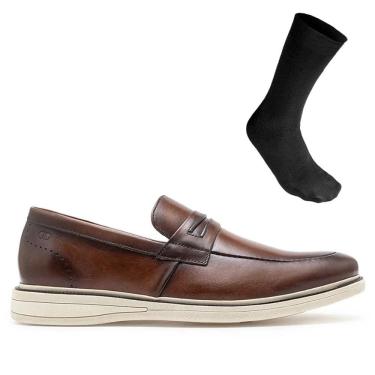 Imagem de Sapato Social De Couro Democrata Masculino Metropolitan Bay 273103 + Meia Social Color Sports