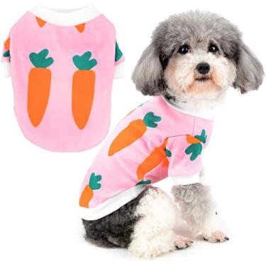 Imagem de Ranphy Camiseta para cachorro pequeno meninas animal de estimação cenoura colete filhote bonito vestuário primavera verão roupas respiráveis adequado para gatos pequenos, rosa, G