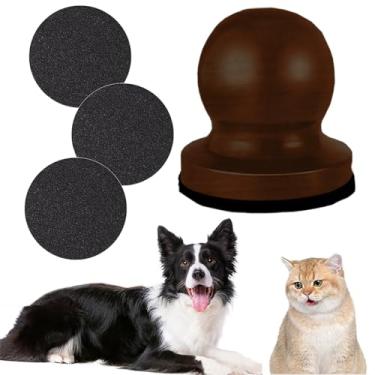 Imagem de Almofada para arranhar unhas de cachorro, lixa de madeira para animais de estimação, triturador manual de unhas para cães com 3 lixas substituíveis para cães, animais de estimação, gatos (marrom B)