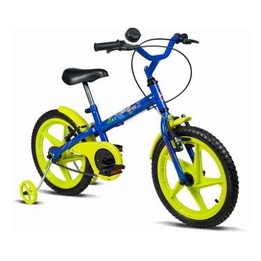 Imagem de Bicicleta Infantil Aro 16 - Rock - Azul e Verde Limão - Verden