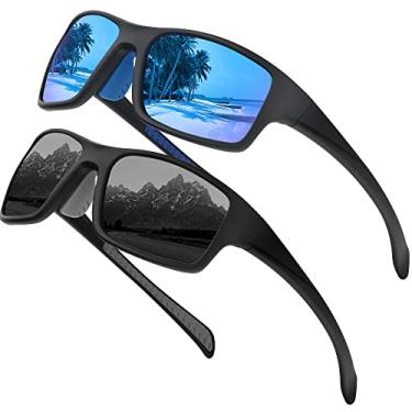 Imagem de WASAIKKU polarizados Óculos de sol masculino mulheres óculos de sol clássicos da moda com proteção UV beisebol condução pesca golfe óculos de sol masculinos (Preto&azul-3)