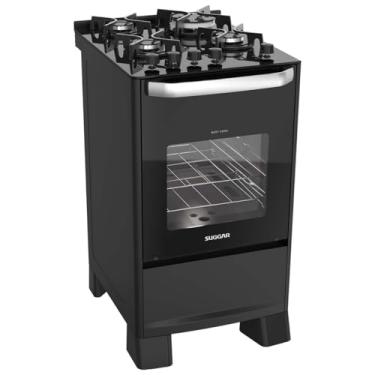 Imagem de SUGGAR FOGÃO BEST GRILL PRETO 220V MESA DE VIDRO 4 BOCAS GRILL NO FORNO TRIPLA CHAMA TREMPES FERRO FUNDIDO FGV407PT2