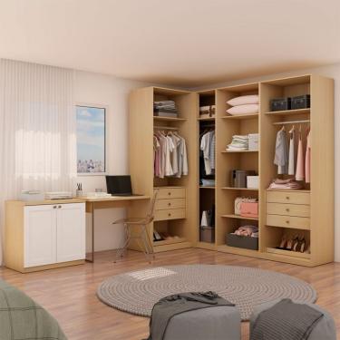 Imagem de Guarda-Roupa Closet Modulado com Escrivaninha Infinity 2 Portas 6 Gavetas Savana
