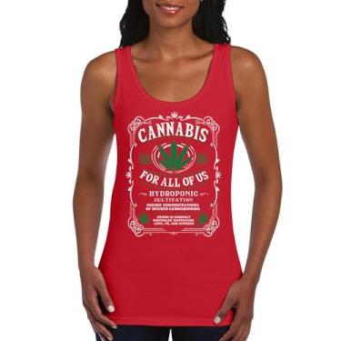 Imagem de Camiseta regata feminina Cannabis for All 420 Weed Leaf Smoking Marijuana Legalize Pot Funny High Stoner Humor Pothead, Vermelho, XXG
