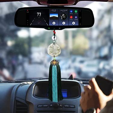Imagem de JBRUN Decoração suspensa de carro, decorações de espelho retrovisor, enfeites pendurados de borla de cristal de estilo tradicional chinês, decoração de casa para bênção de segurança da sorte (F)