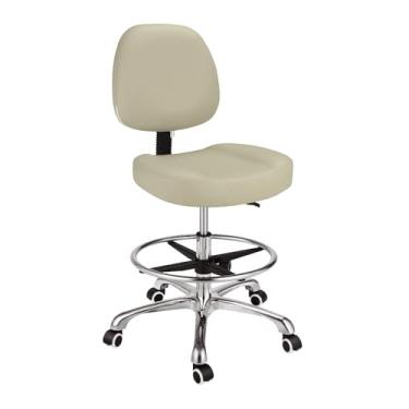 Imagem de Kaleurrier Altura da cadeira de desenho ajustável: cadeira de mesa alta para escritório em casa com descanso para as costas - Bancos ergonômicos para mesa de pé com rodas - Banco de trabalho
