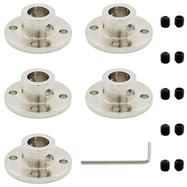 Imagem de Pacote com 5 conectores de acoplamento de flange, acessório de acoplador de modelo de aço guia rígido TTZEZE rígido, acessórios de eixo de eixo para motores de modelo RC DIY, conector de acoplamento de alta dureza com parafusos e chave inglesa (10 mm (3/8 pol.)