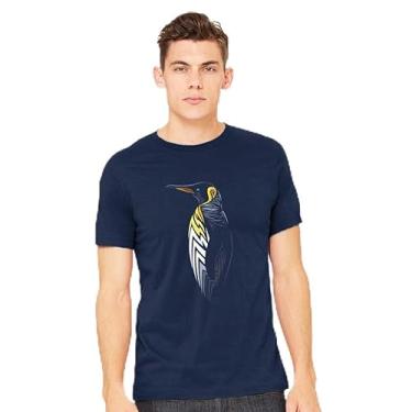 Imagem de TeeFury - Tribal Penguin - Camiseta masculina natureza, Preto, P