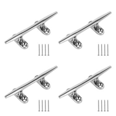 Imagem de BALAVA Chuteiras de barco de 10 cm 316 de aço inoxidável para doca de barco, travas de corda de ancoragem, travas de base aberta para barco, iate, convés, decoração náutica, parafusos incluídos