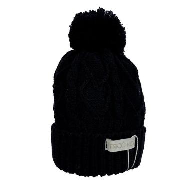 Imagem de Gorro de Tricô Para Meninas Com Pompom Preto