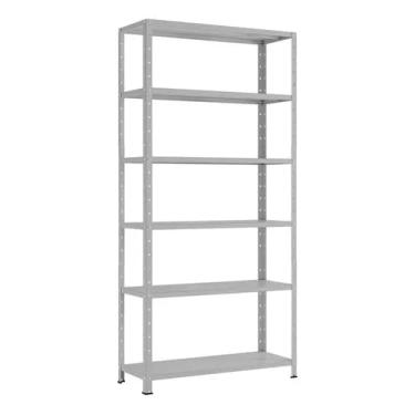 Imagem de Estante Prateleira De Aço Cinza 6 Bandejas 27x90 Cm, Armário Com 200 Cm De Altura
