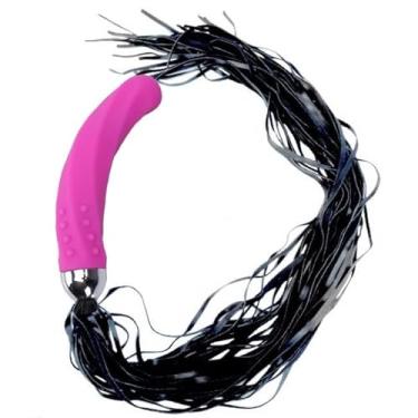 Imagem de VIBRADOR CURVO COM CHICOTE 7 TIPOS DE VIBRAÇÕES – PRETO (ROSA)