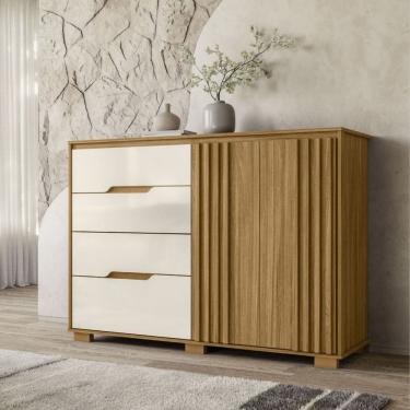 Imagem de Cômoda Texas  Com 4 Gavetas e 2 Portas Ripado Moval