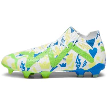 Imagem de PUMA Chuteira masculina Nmj X Future Ultimate Firm GroundArtificial Ground Chuteiras de futebol Cleated, chão firme - Multi, Puma Branco/azul de corrida, merengue limão/para, 45