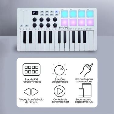 Imagem de Controladora Teclado Midi 25 Teclas Piano 8 Pads Retroiluminados Mini 