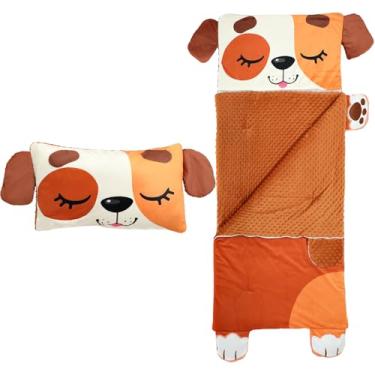 Imagem de Wizland Saco de dormir infantil Annimal fofo cachorro fraldas felizes para meninas meninos creche saco de dormir multifuncional flanela tapete escolar super macio, quente, aconchegante