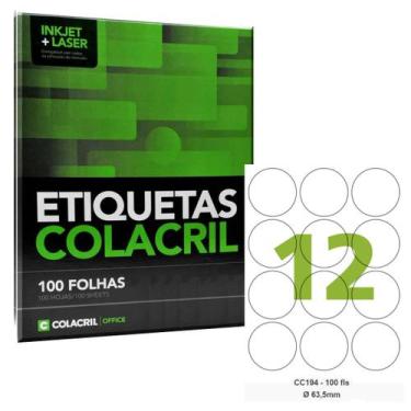 Imagem de Etiqueta Adesiva Carta Redonda CC194 63,5 mm 100 Folhas Colacril