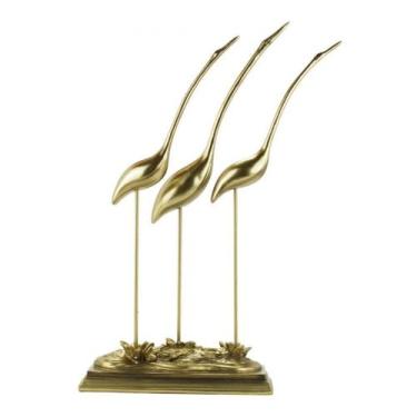 Imagem de Enfeite Resina Grande Rack Sala Dourado 3 Garsas - 42cm  - Tasco, Está