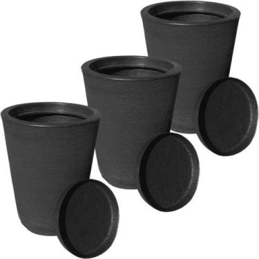 Imagem de Kit com 3 vasos colunas decorativas grafiato de luxo para casa e jardi