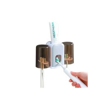 Imagem de Dispenser Aplicador de Pasta Dente com Suporte e Copo para Escova de d