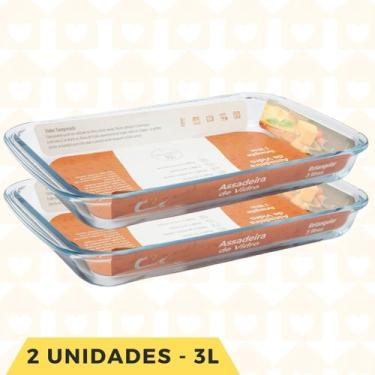 Imagem de 2 UN - Travessa Vidro Retangular 3L Vidro Resistente Cozinha - CasaVit