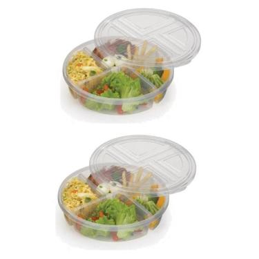 Imagem de Kit 2 Marmitas Conservadora de Alimentos 4 Divisórias 22x5CM - Nitron