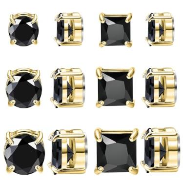 Imagem de NEWITIN 6 pares de brincos magnéticos de aço inoxidável para homens, brincos magnéticos masculinos, brincos sem piercing, unissex, brincos magnéticos de zircônia cúbica, brincos de diamante para