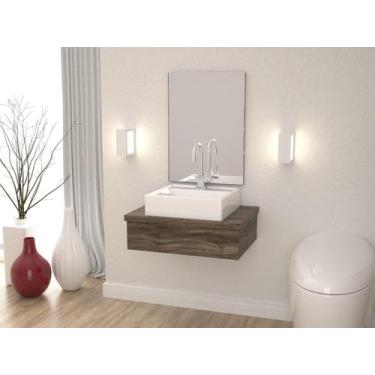 Imagem de Bancada Metrópole 601w 60cm C/cuba Q39 e Espelheira - Compace, Branco