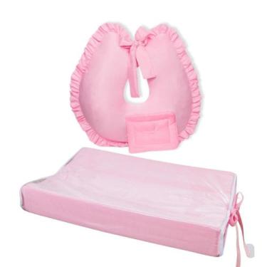 Imagem de Kit Trocador Anatomico Comoda e Almofada Amamentação para Bebe - Zan B