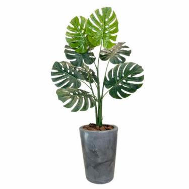 Imagem de Planta Artificial Costela De Adão + Vaso Polietileno Liso - Flor Imp