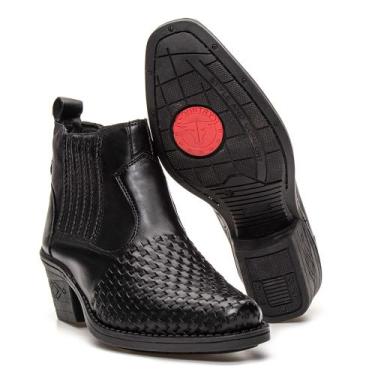 Imagem de Botina Masculina em Couro Legítimo Preto Texana Country Montaria  - IG