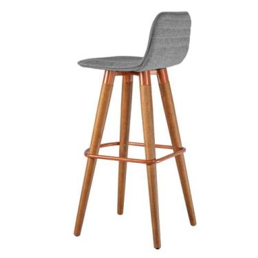 Imagem de Banqueta Línea em Madeira Maciça Alto Padrão Cobre Cinza - UniDecor