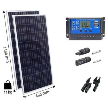Imagem de Kit 2xpainel Placa Energia Solar 155w Controlador30a Mc4 - Resun