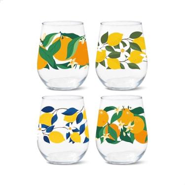 Imagem de TOSSWARE RESERVE 473 ml Stemless Wine Citrus Series, CONJUNTO DE 4, Qualidade Premium, Seguro para Lava-Louças e Resistente ao Calor, Inquebrável, Plástico Impresso