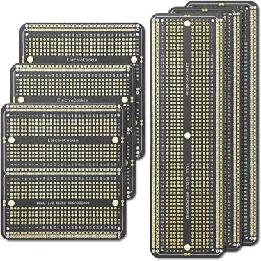 Imagem de ElectroCookie Kit de placa de protótipo PCB grande Tábuas de pão soldáveis para projetos eletrônicos compatíveis com projetos de solda DIY Arduino, banhado a ouro (6 pacotes múltiplos, preto)