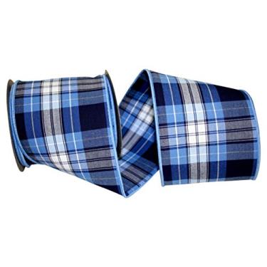 Imagem de Reliant Ribbon Fita xadrez Ocean com borda com fio, 10 cm x 9 metros, multi