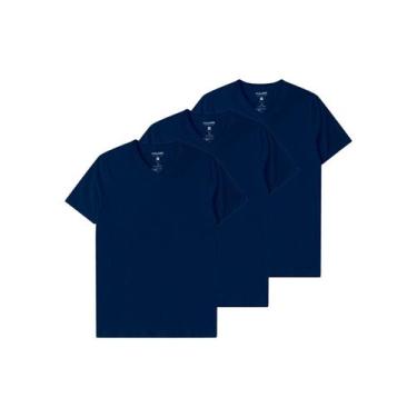 Imagem de Kit com 3 Camisetas Masculina Malwee 1000004422, Azul marinho, G