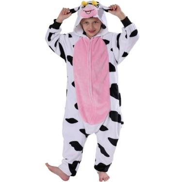 Imagem de Pijama infantil unissex para cosplay, cosplay, peça única, roupa de dormir para o Natal, Vaca, 12 Years