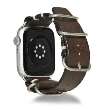 Imagem de Jeereal Pulseiras de couro curtido vegetal compatíveis com Apple Watch Series 9, Ultra 2/Ultra, SE/SE 2ª geração, 8 7 6 5 4 3 2 1, 38 mm, 40 mm, 41 mm, 42 mm, 44 mm, 45 mm, 49 mm, substituição para