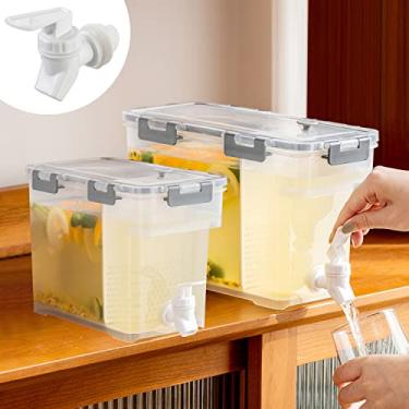 Imagem de Lingerlanden Chaleira Fria com Torneira, Jarro de Água para Suco de Geladeira de 3,5L e 6L, Dispensador de Bebidas de Plástico Doméstico, Recipiente de Bebida com Filtro para Casa, Cozinha, Acampament