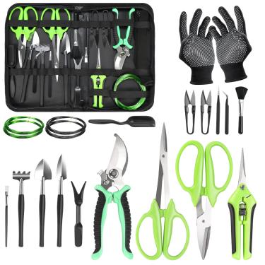 Imagem de FTUREERA Kit de Ferramentas para Bonsai, Conjunto de Ferramentas de Jardinagem de 21 Peças Inclui Tesouras de Poda de Jardim, Tesoura para Aparar Plantas, Fio de Treinamento, Ferramenta para Suculenta