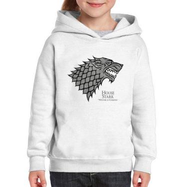 Imagem de Moletom Infantil House Stark: Winter is Coming - Foca na Moda, Branco,