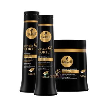 Imagem de Kit Haskell Cavalo Forte Shampoo Condicionador Mascara 500ml