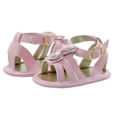 Imagem de Sapatinho de Bebê Bicho de Pé - Sandália Feminina c/ Fivela E Laços de