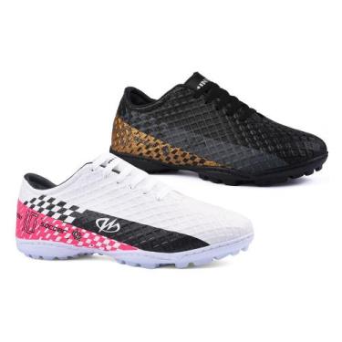 Imagem de Kit 2 Pares Chuteira Society Futebol Runway Winner Masculino, 42, Bran