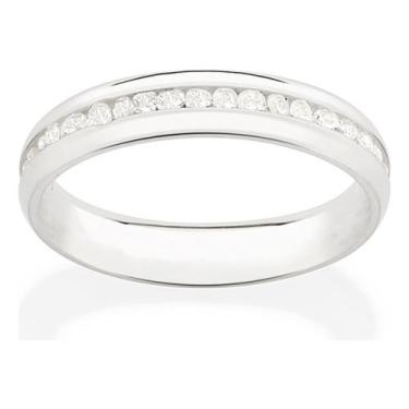 Imagem de Aliança Meia Cana De 4 Mm Cravejada Por 36 810221 - Rommanel, Branco, 
