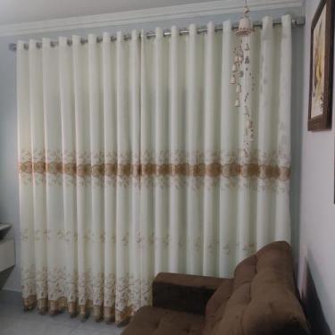 Imagem de Cortina Linho Bordado Para Varal 5,00x2,50 - Salvatex, Ouro