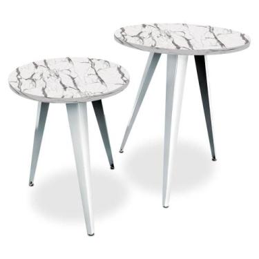 Imagem de Conjunto Jogo Mesa De Canto Decorativa Lateral Ornes Para Sala Quarto 